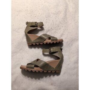 Sorel Ella II Women’s Sandals 7.5 Olive Green Leather Gladiator Flat Ankle Strap